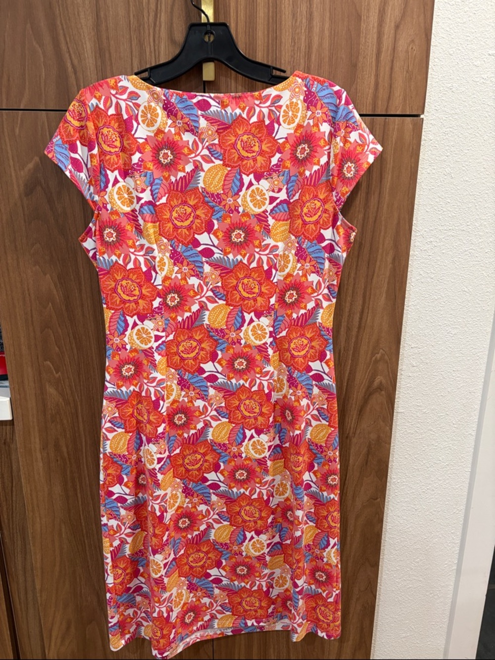 Talbots Floral Tie-Waist Sheath Dress in Orange and Pink size M - Picture 6 of 6